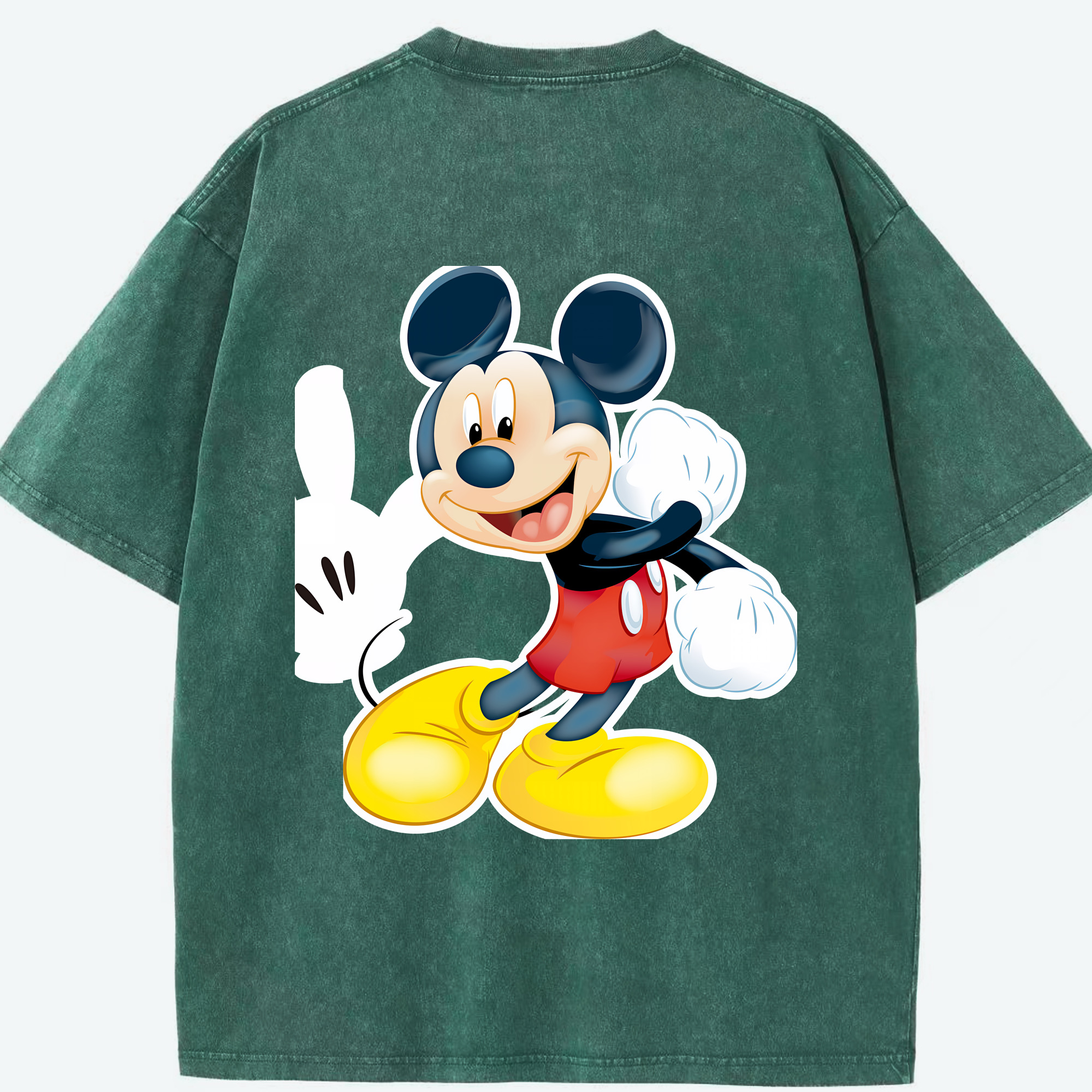 （画像用） ミッキーマウス Mickey Mouse 綿100% ヴィンテージ風 半袖Tシャツ（背面プリント）